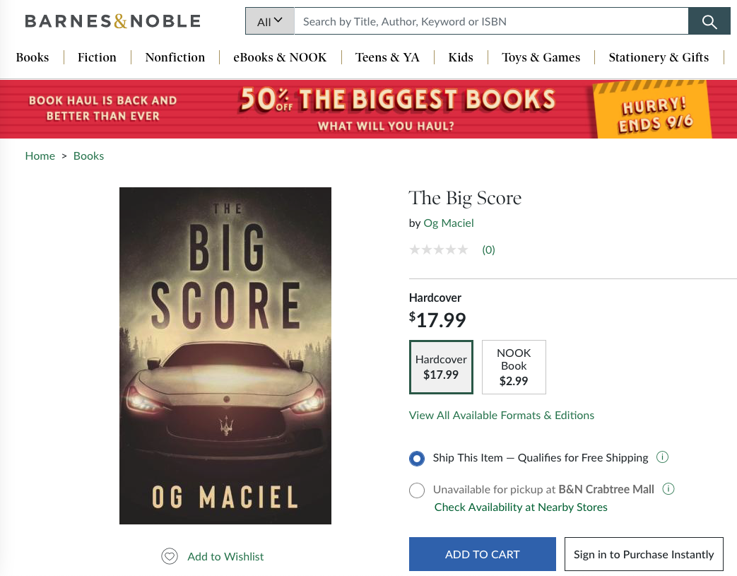The Big Score available at Barnes and Noble